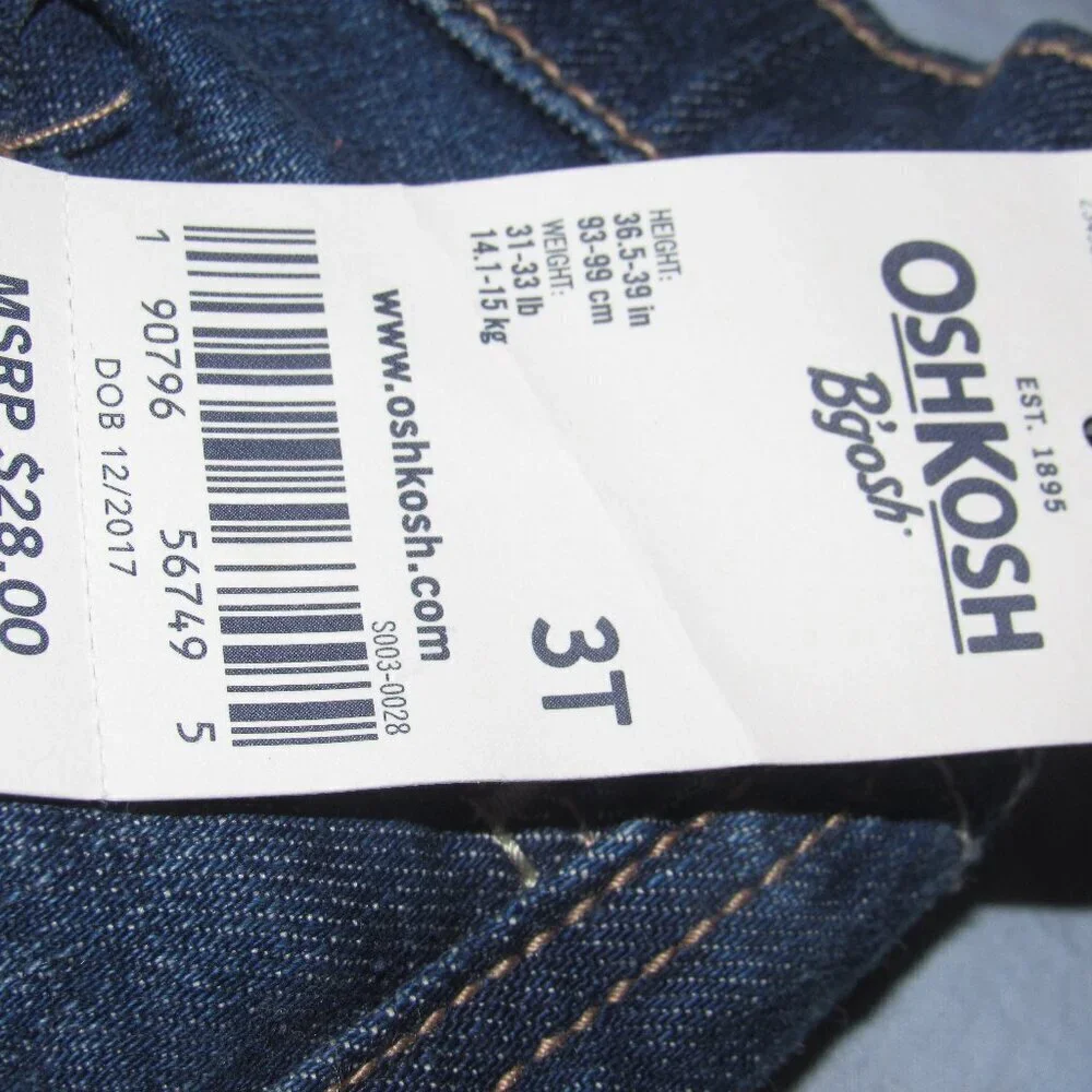 NWT OSHKOSH B’GOSH Girl’s Toddler Dark Wash Jean Shorts Size 3T